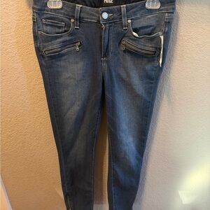 PAIGE Lex Skinny Jeans 29 NWT Moto Zip Pocket Ankle Crop Stretch Denim $219